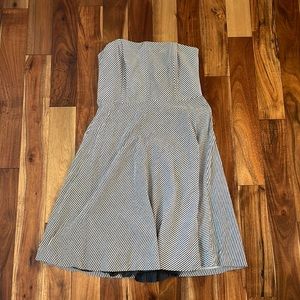 Strapless seersucker midi